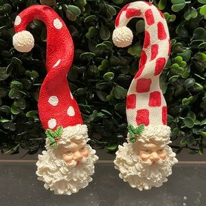 Source Unknown Santa Ornaments with Red and White Hats